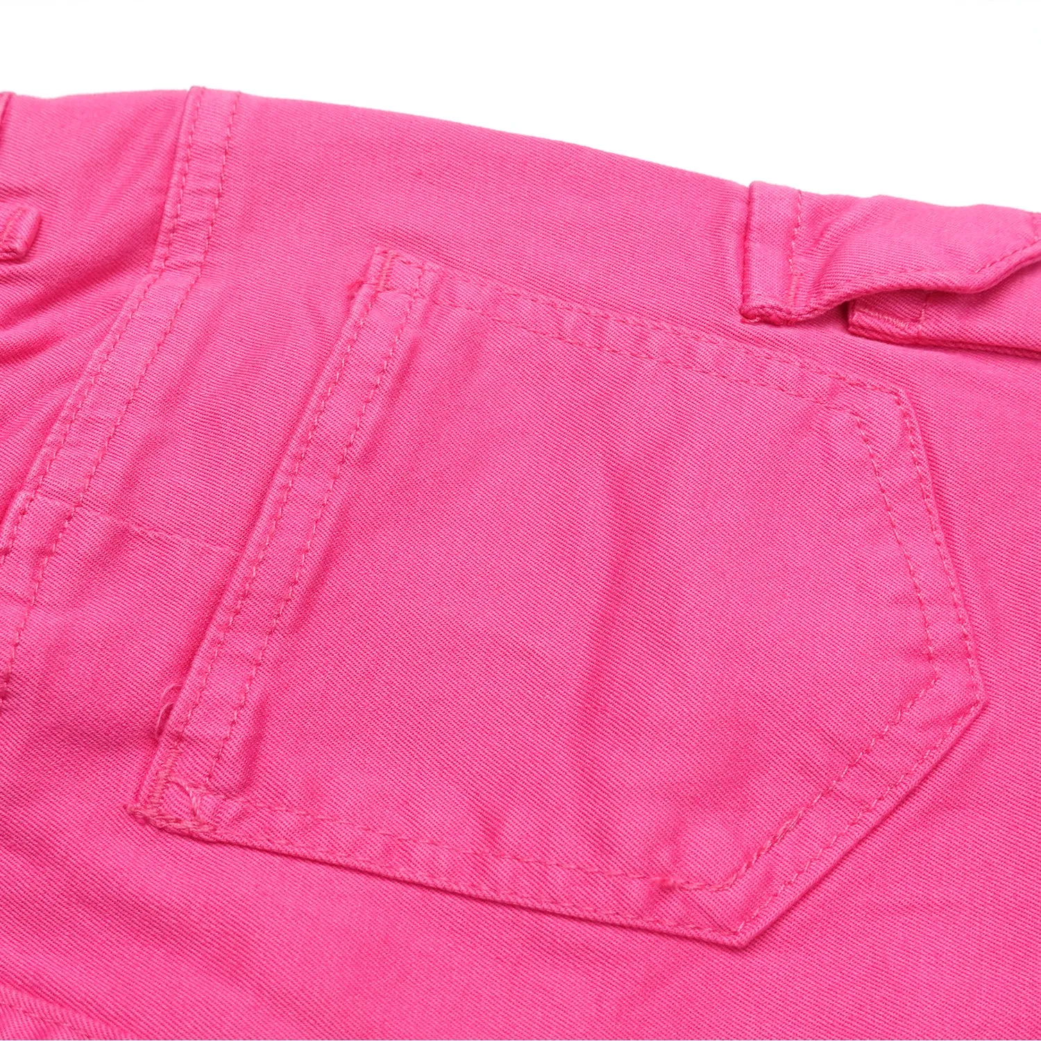 8-Pocket Girls Wide-leg Denim Pants, 5-14T Ribbed Elastic Waist Jeans