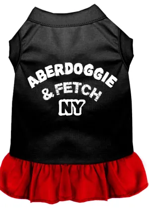 Aberdoggie Ny Screen Print Dog Dress Black With Red Med