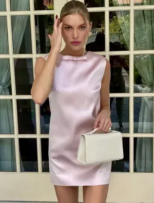 Allison Pink Satin Bow Mini Dress