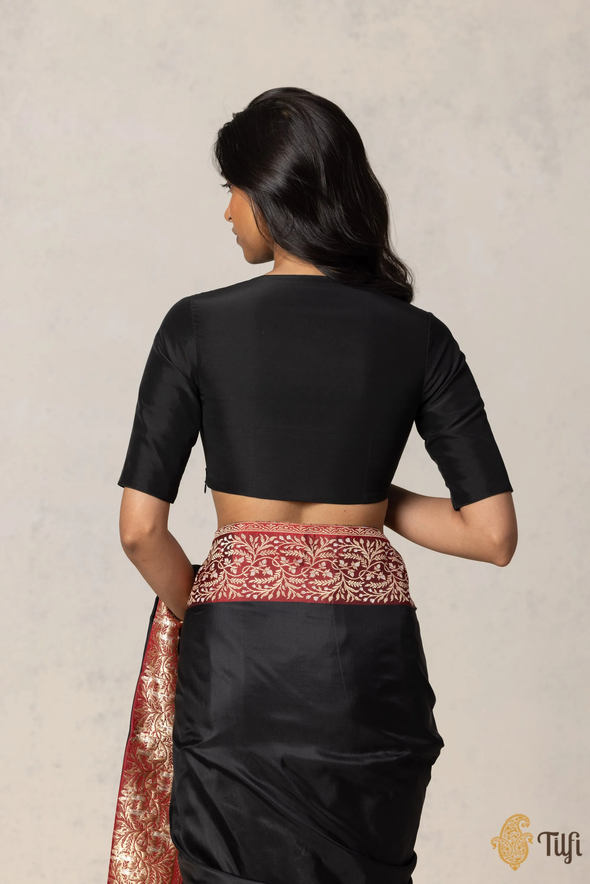Black Pure Silk Essentials Blouse