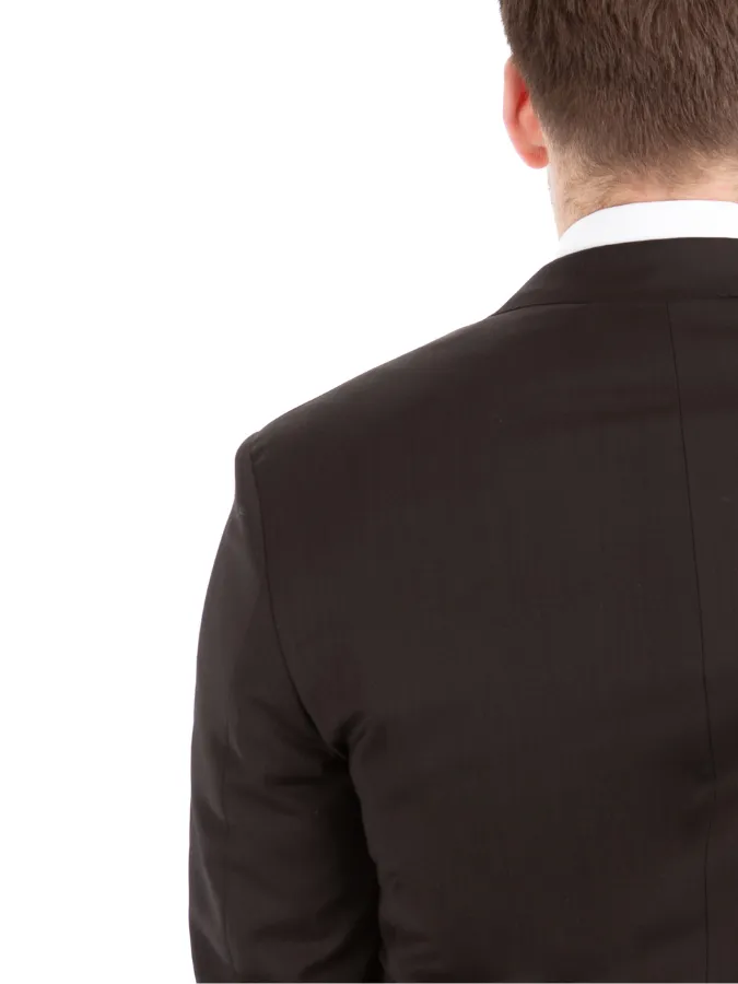 Blujacket Mens Solid Brown 100% Marzotto Wool Regular Fit 2 Piece Suit