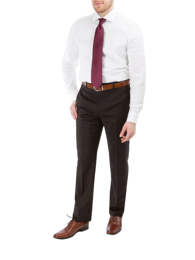 Blujacket Mens Solid Brown 100% Marzotto Wool Regular Fit 2 Piece Suit