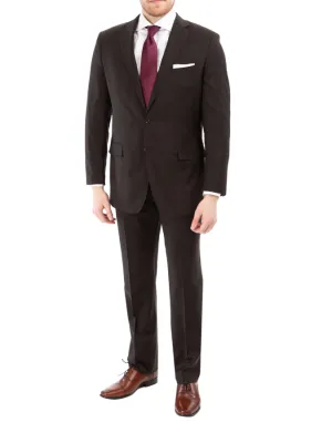 Blujacket Mens Solid Brown 100% Marzotto Wool Regular Fit 2 Piece Suit