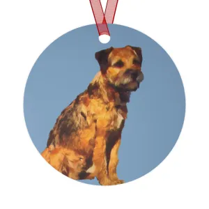 Border Terrier Metal Christmas Ornaments