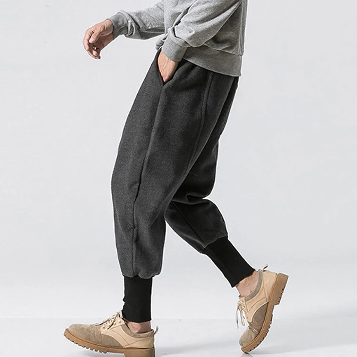 Cargo Pants for Men Big and Tall Fleece Cargo Pants Cargo Sweatpants for Men Sweatpants Open Bottom Drawstring Cargo