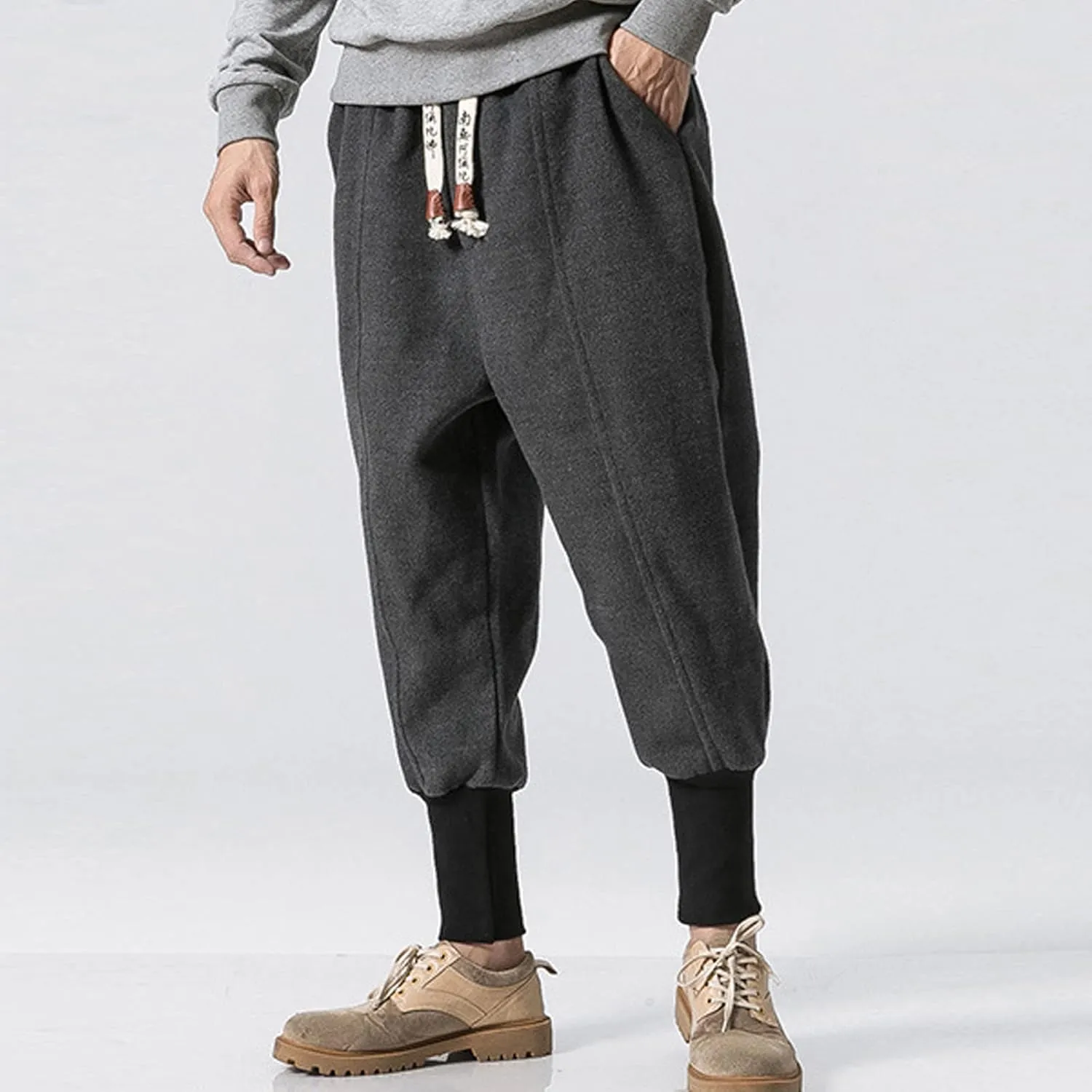 Cargo Pants for Men Big and Tall Fleece Cargo Pants Cargo Sweatpants for Men Sweatpants Open Bottom Drawstring Cargo