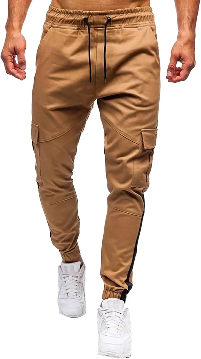 Cargo Pants for Men Big and Tall, Workout Sports Running Pant Zipper Pockets Pants for Men with Zipper Casual Pockets