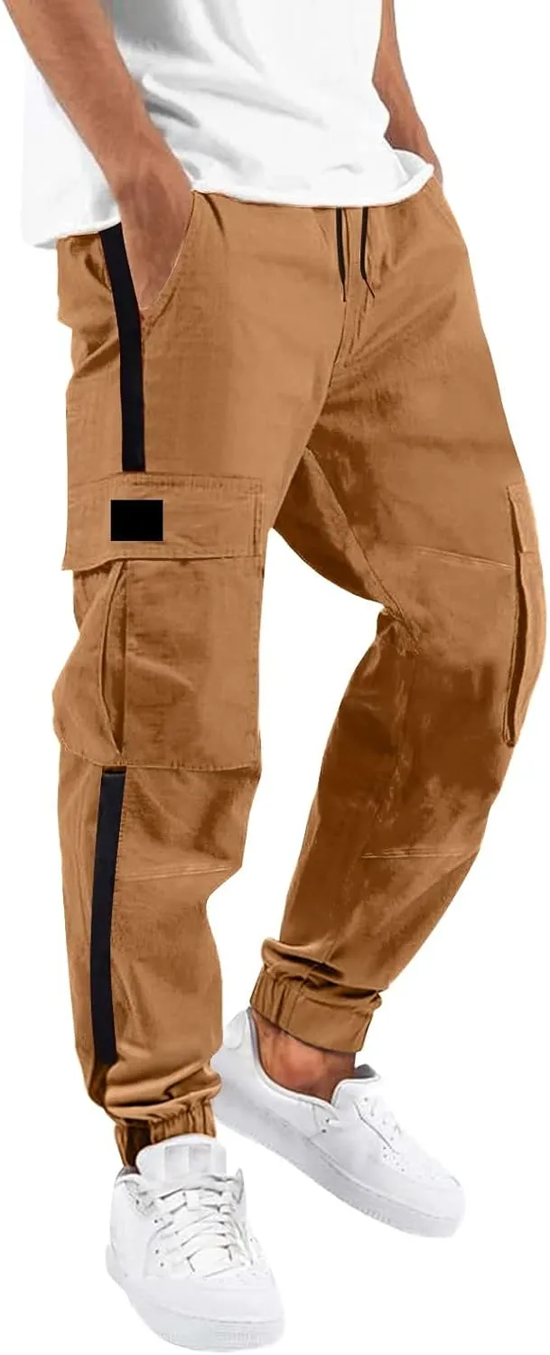 Cargo Pants for Men Big and Tall, Workout Sports Running Pant Zipper Pockets Pants for Men with Zipper Casual Pockets