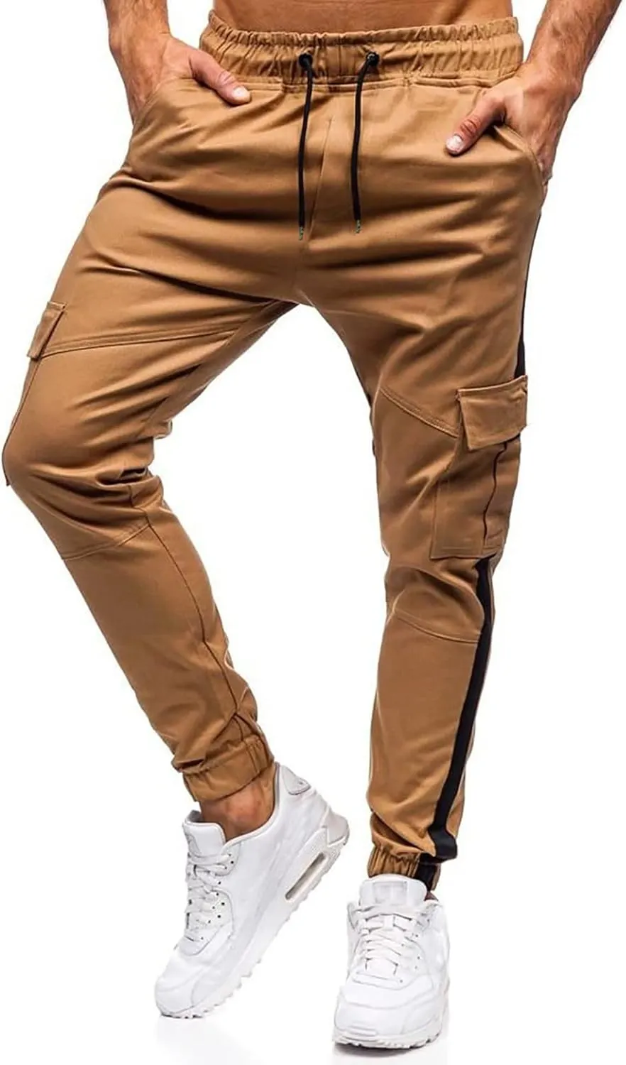 Cargo Pants for Men Big and Tall, Workout Sports Running Pant Zipper Pockets Pants for Men with Zipper Casual Pockets