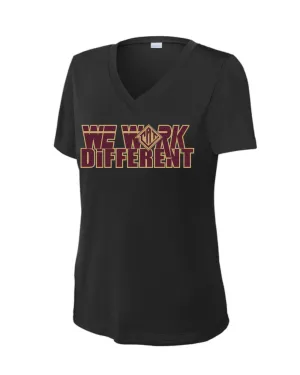 Cat Takeover- Black  Ladies Vneck- We Work Different
