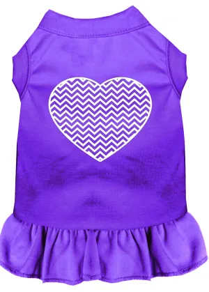 Chevron Heart Screen Print Dress Purple Xxxl