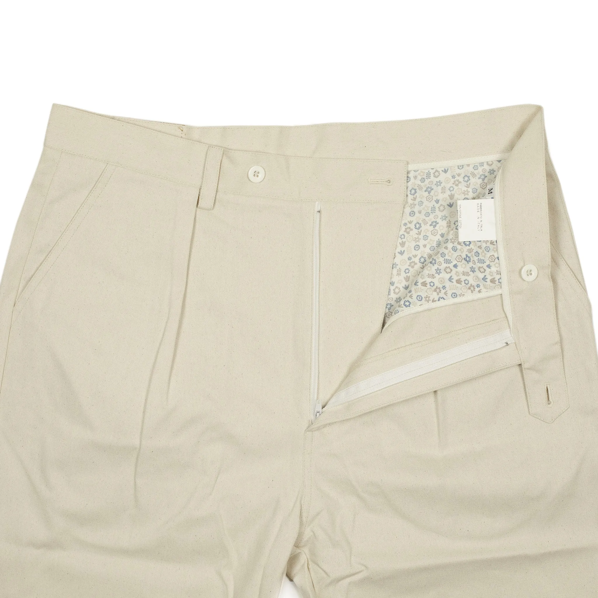 Comanche single-pleat trousers in natural light drill cotton