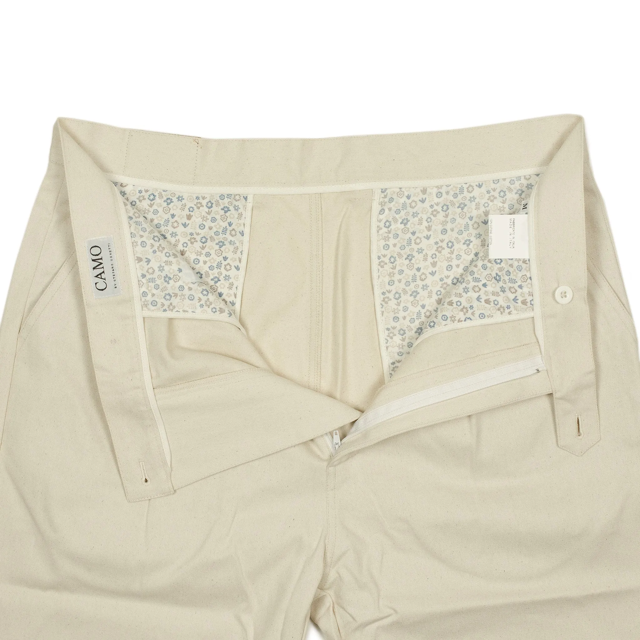 Comanche single-pleat trousers in natural light drill cotton