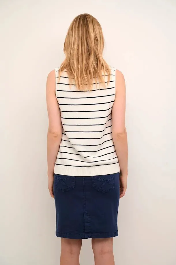 CRSILLAR TOP - EGGNOG/BLACK STRIPE