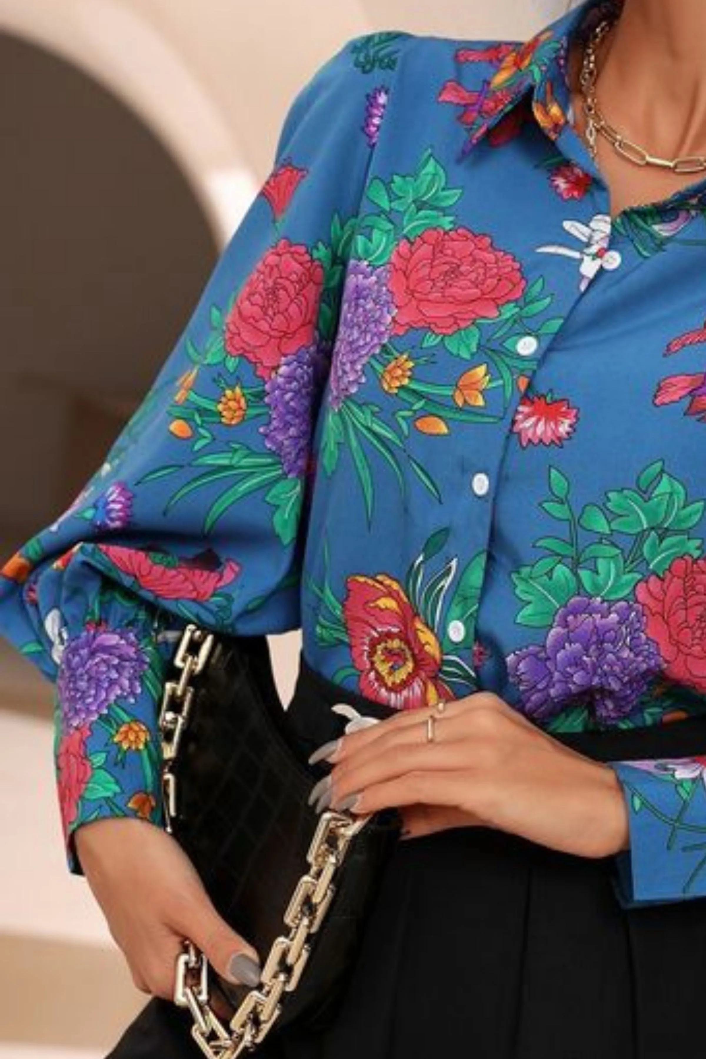 DORN BALOON SLEEVE COTTON SHIRT