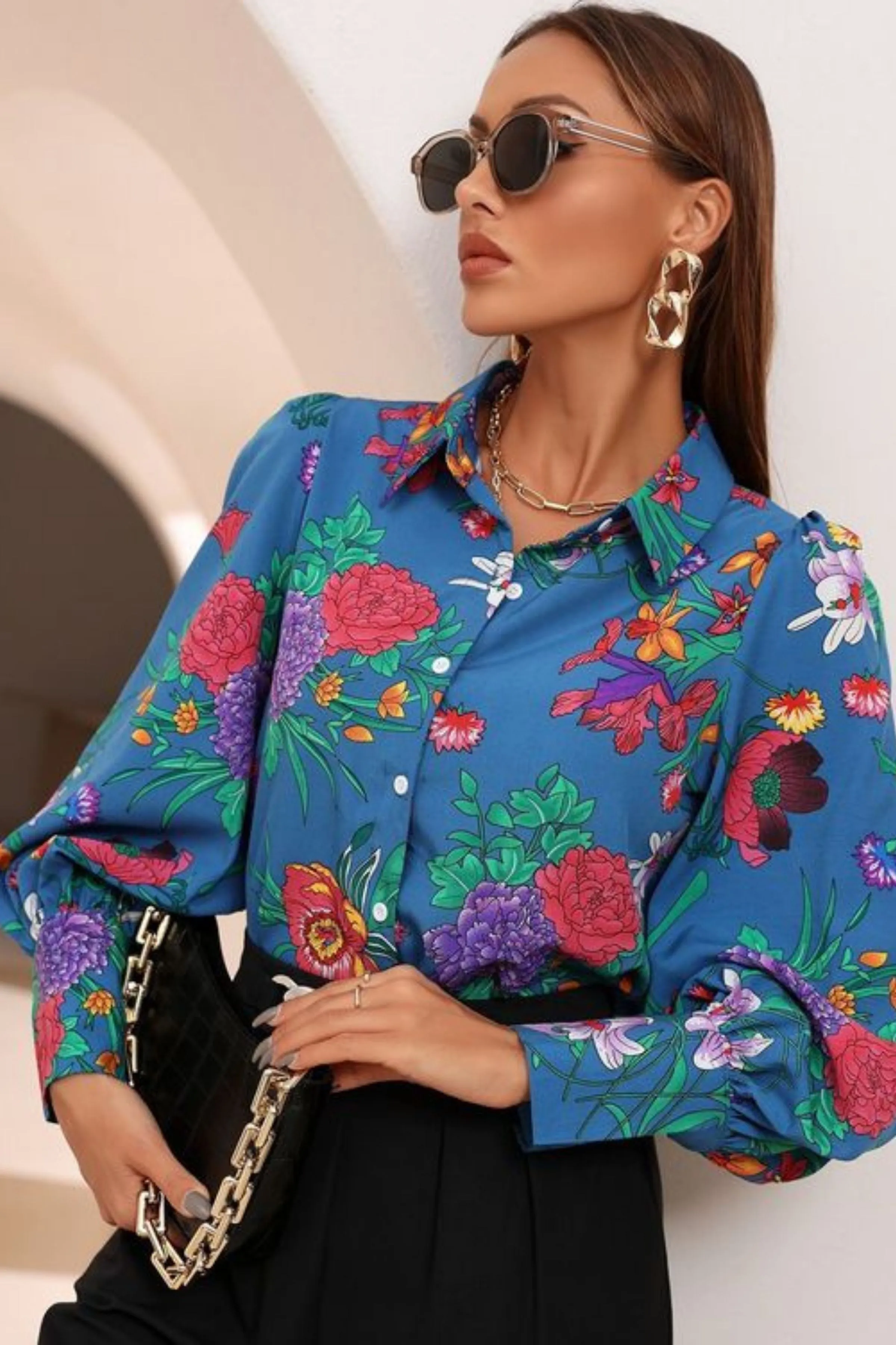 DORN BALOON SLEEVE COTTON SHIRT