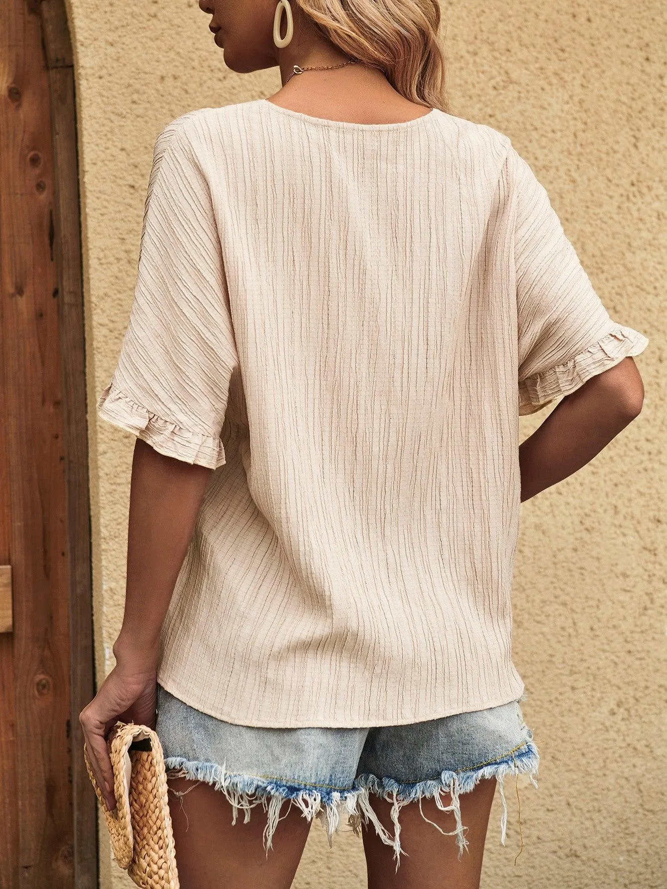 Empowered V Neck Half Sleeve Top