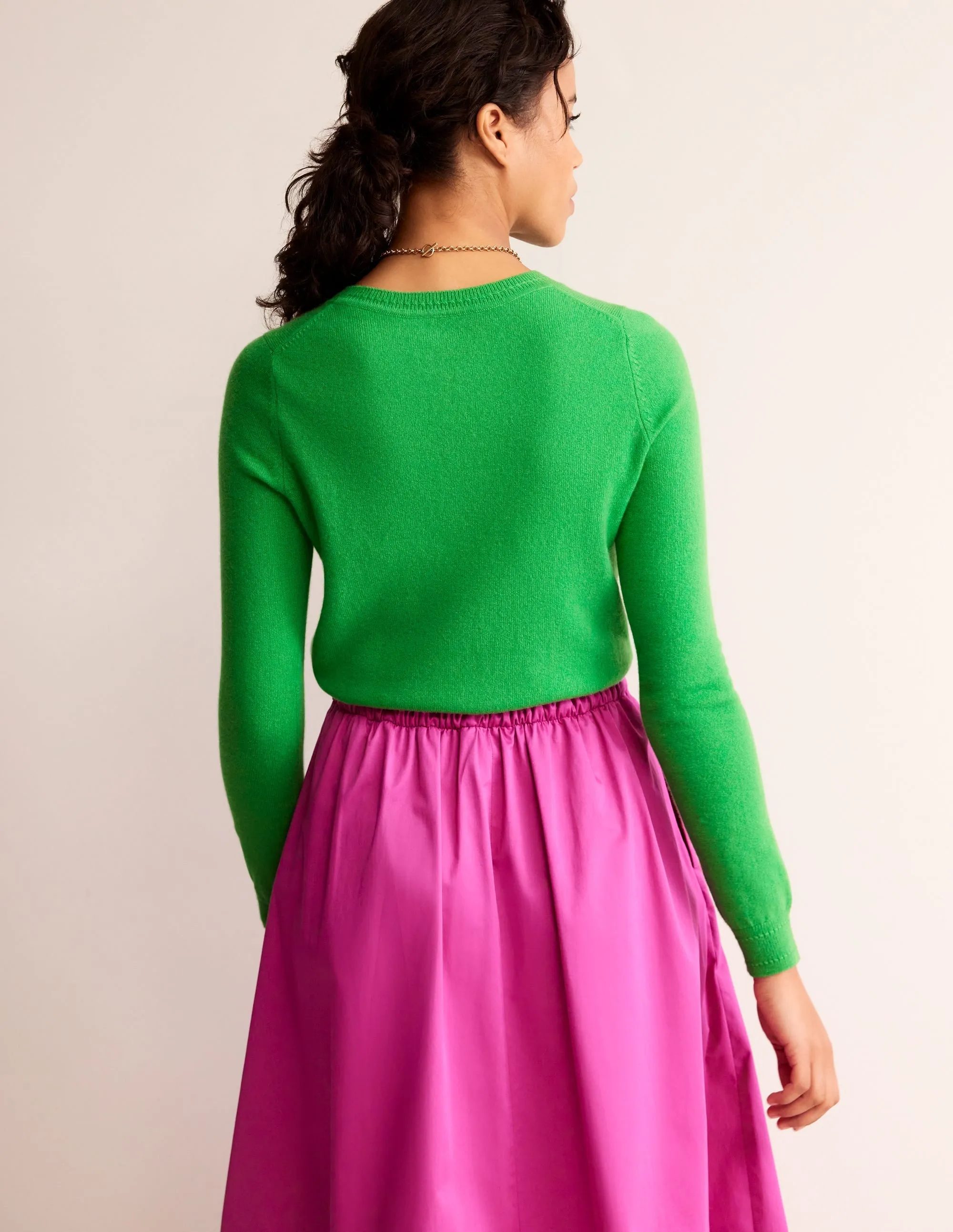 Eva Cashmere Crew Neck Jumper-Bright Green