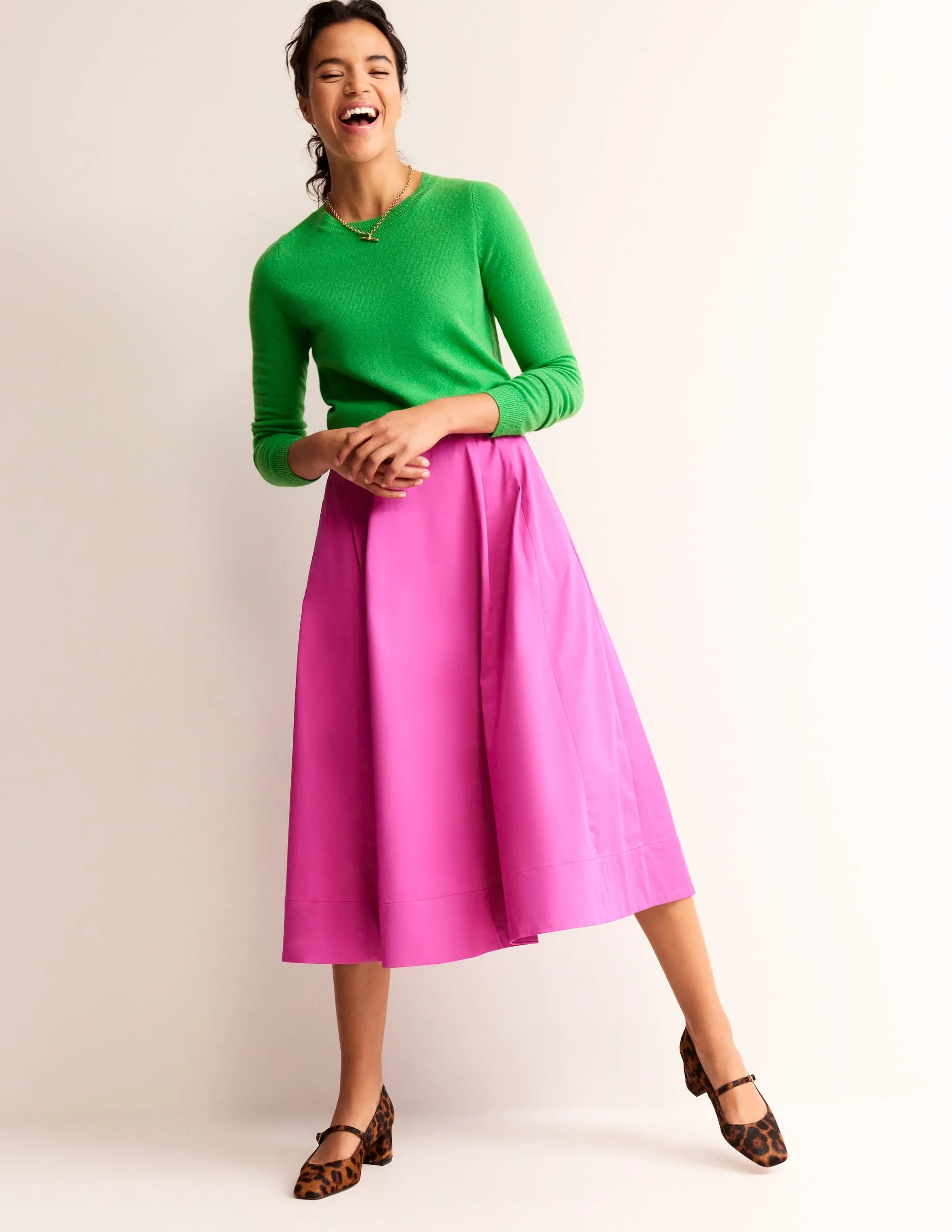 Eva Cashmere Crew Neck Jumper-Bright Green