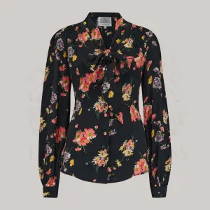 Eva Pussy Bow Blouse in Black Mayflower
