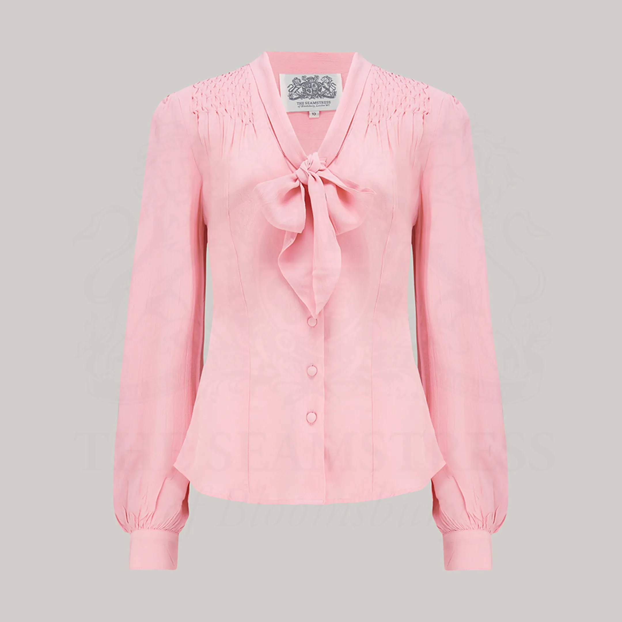 Eva Pussy Bow Blouse in Blossom Pink
