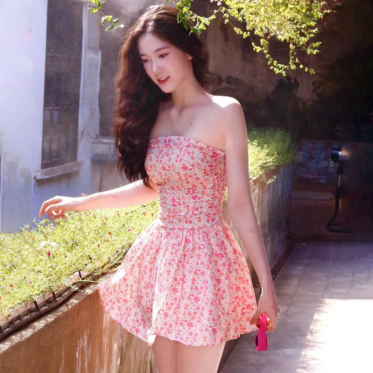 Floral Printed Tube Mini Dress