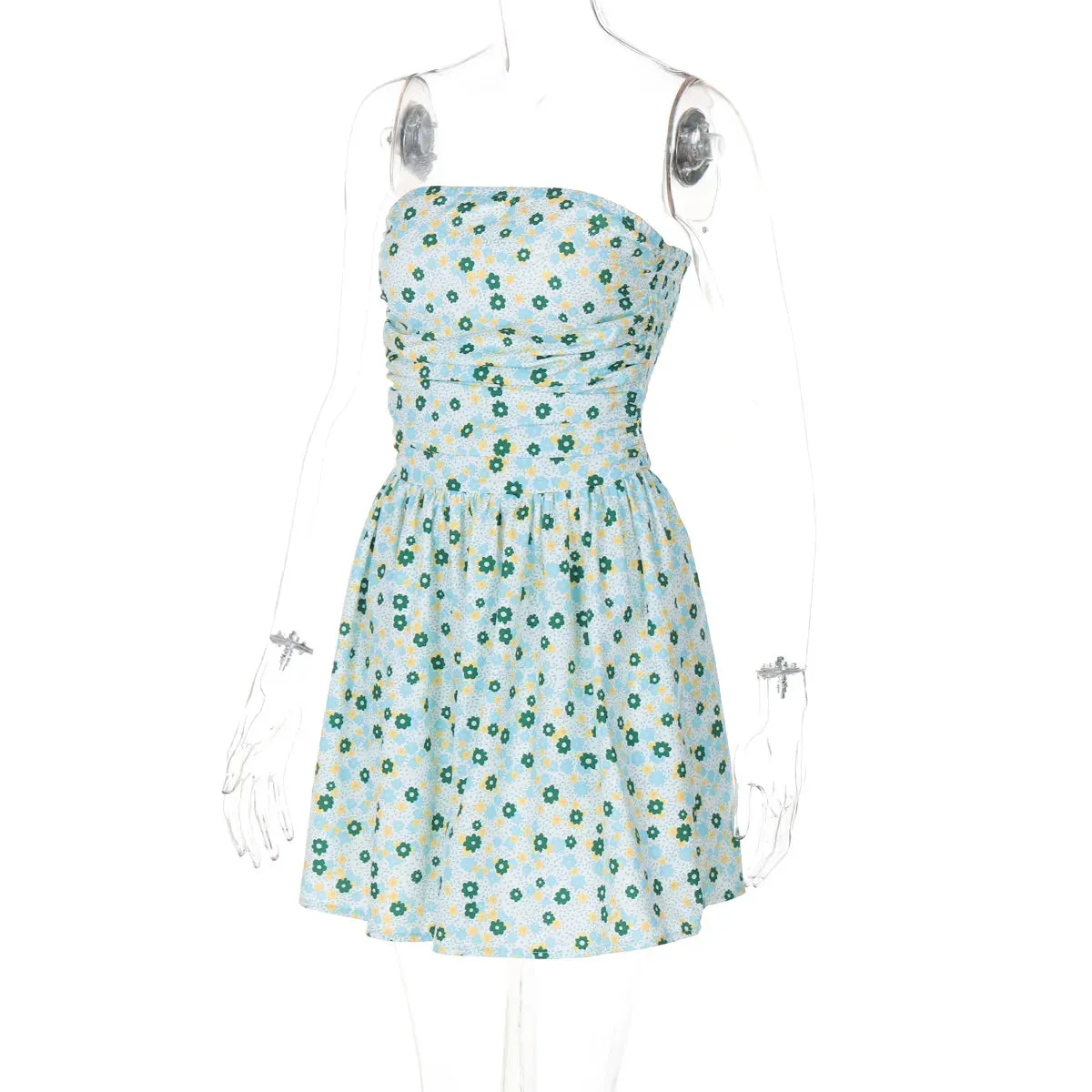 Floral Printed Tube Mini Dress