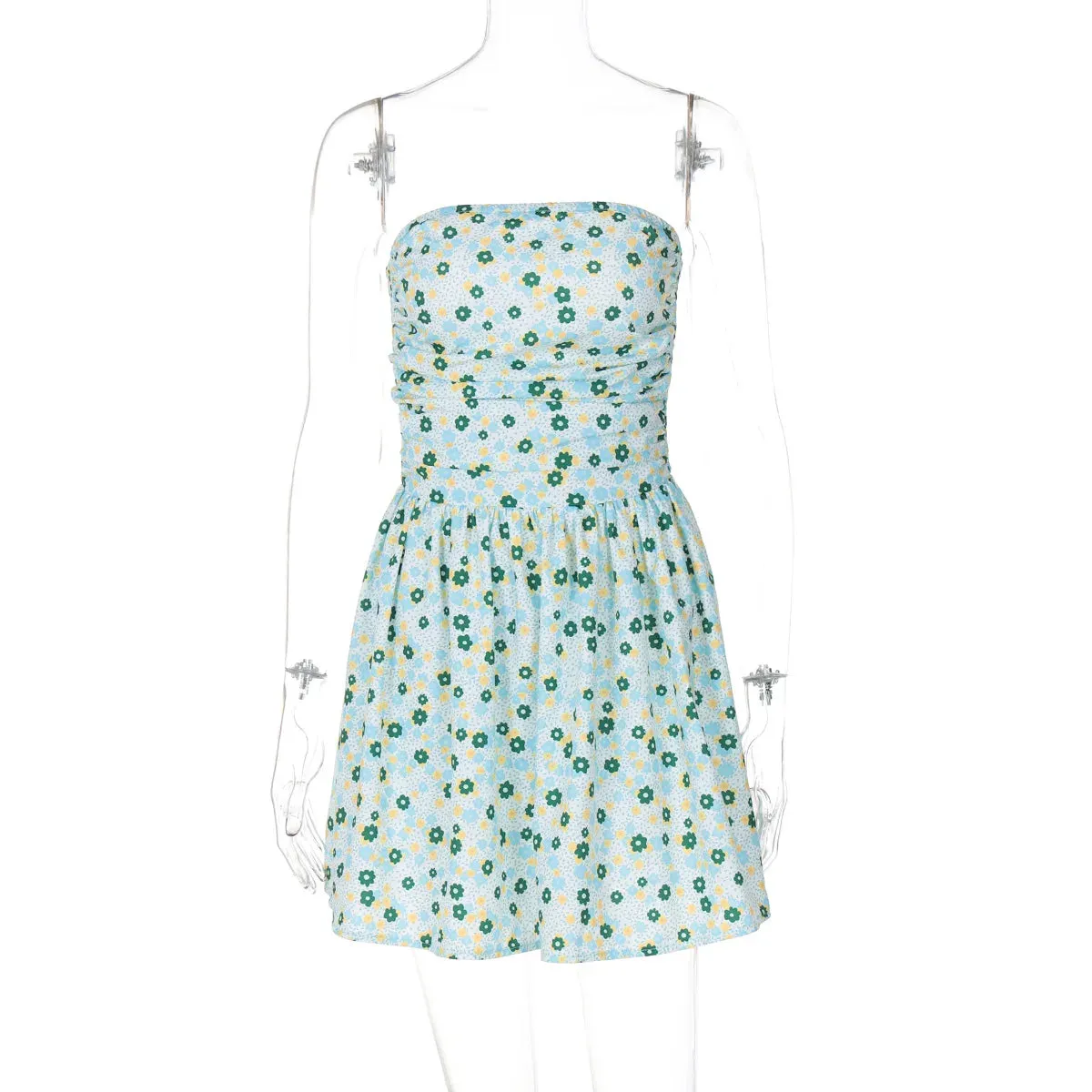 Floral Printed Tube Mini Dress