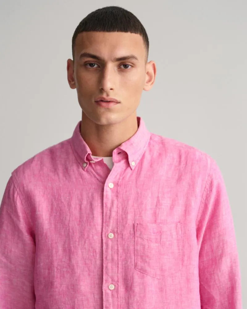 Gant Apparel Mens REGULAR LINEN SHIRT 606/PERKY PINK