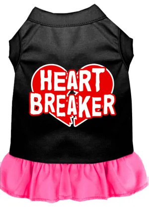 Heart Breaker Screen Print Dress Black With Bright Pink Xxxl
