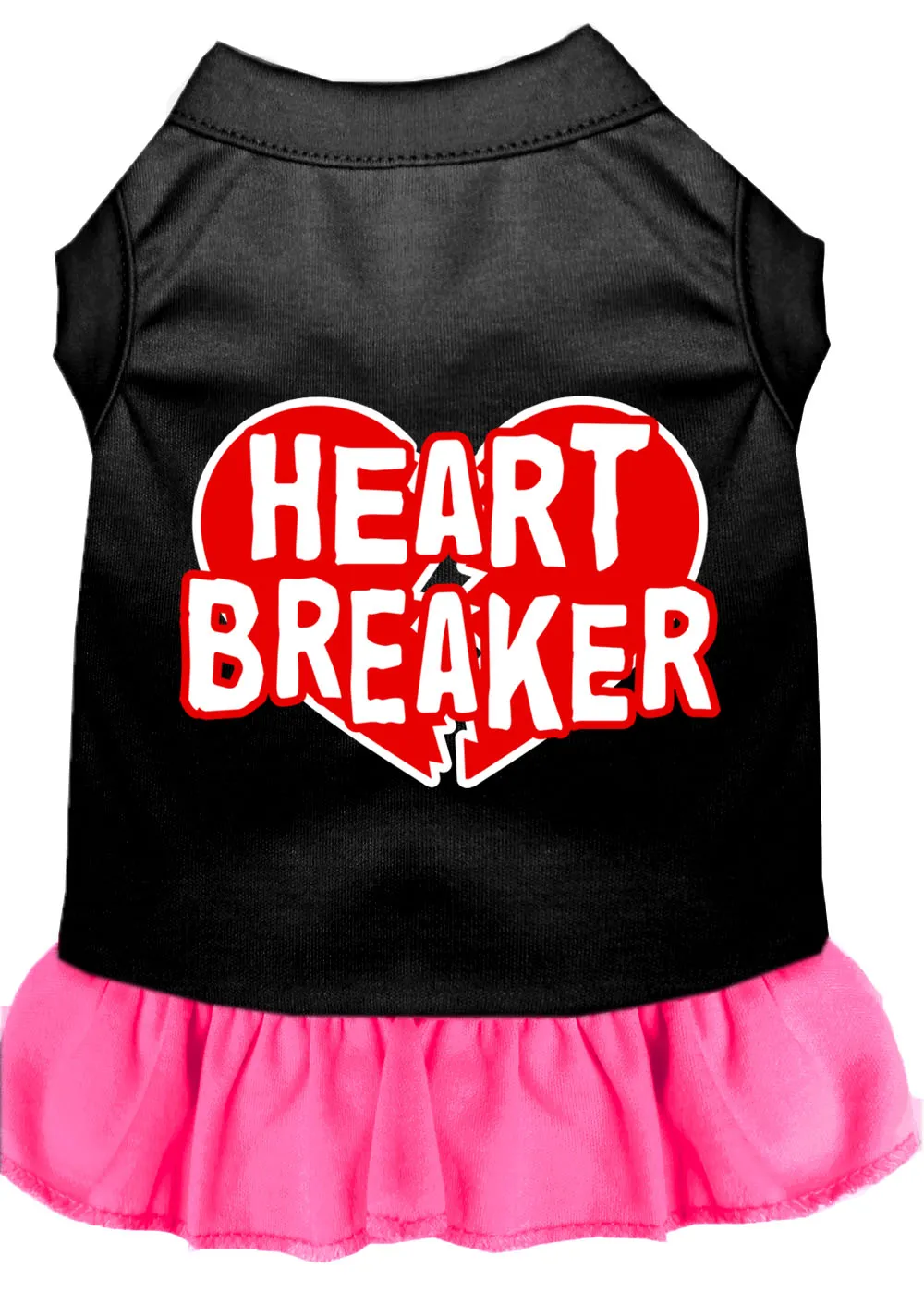 Heart Breaker Screen Print Dress Black With Bright Pink Xxxl