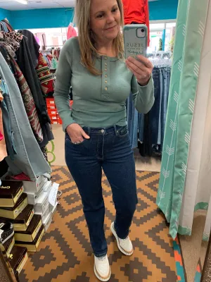 High Waist Tummy Control Classic Straight Judy Blue Jeans