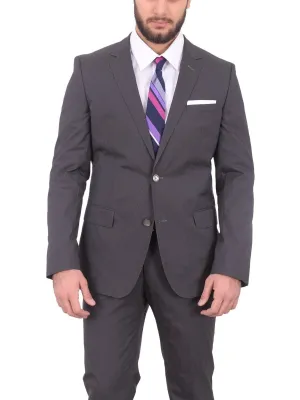 Hugo Boss Hutson1/gander Slim Fit Gray Mini Striped Stretch Cotton Blend Suit