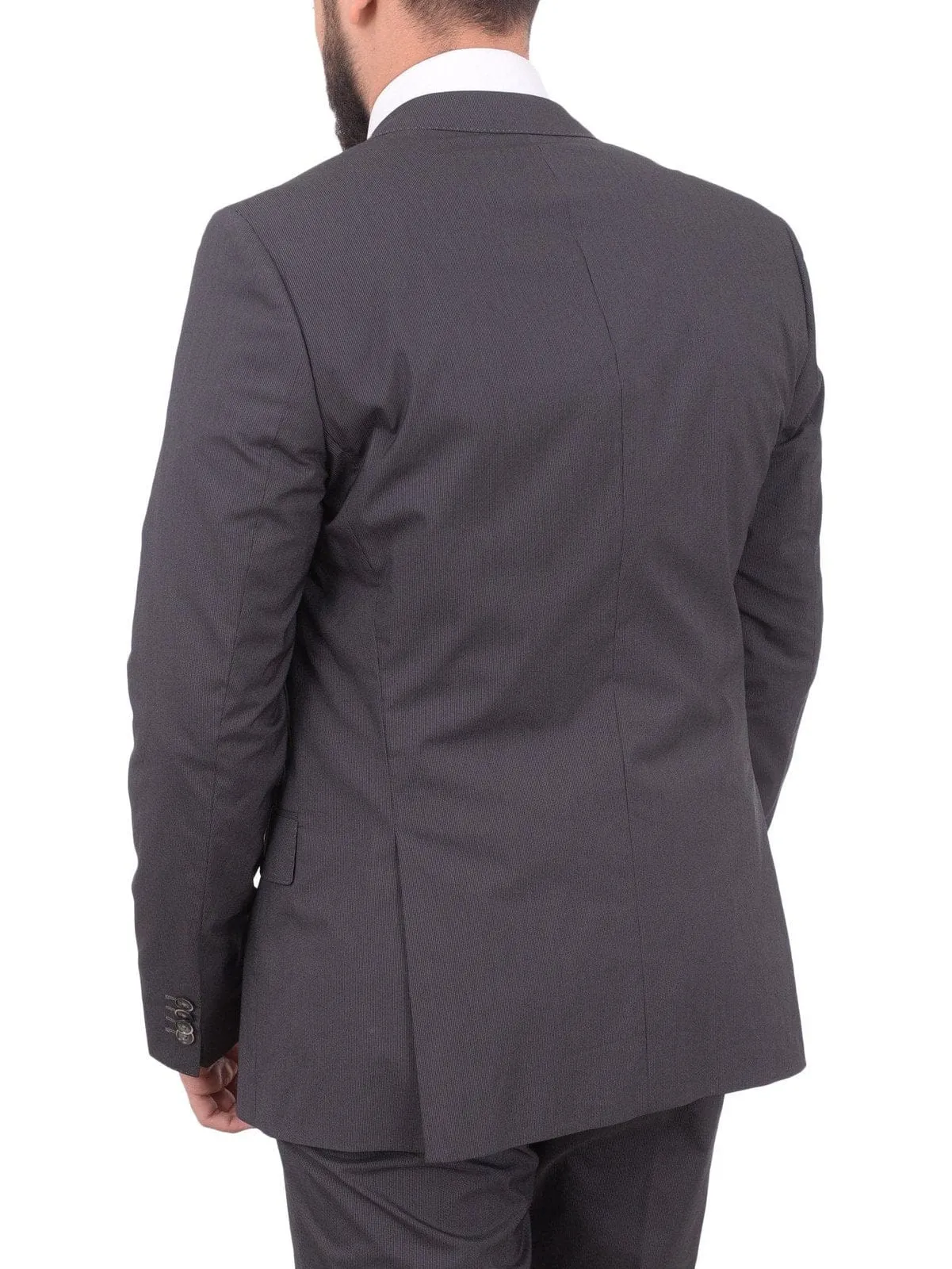 Hugo Boss Hutson1/gander Slim Fit Gray Mini Striped Stretch Cotton Blend Suit