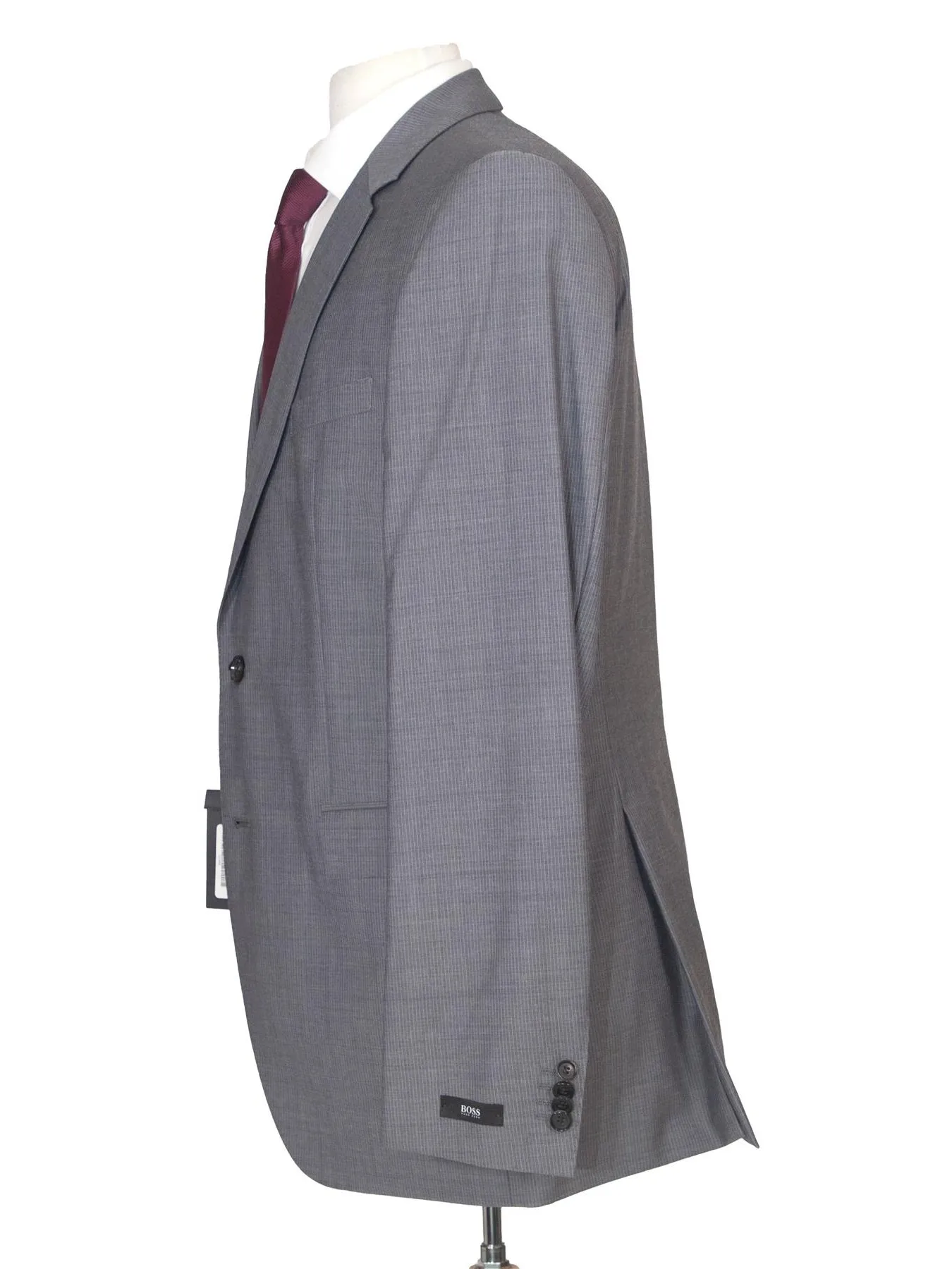 Hugo Boss Mens Gray Striped 100% Wool Slim Fit 2 Piece Suit