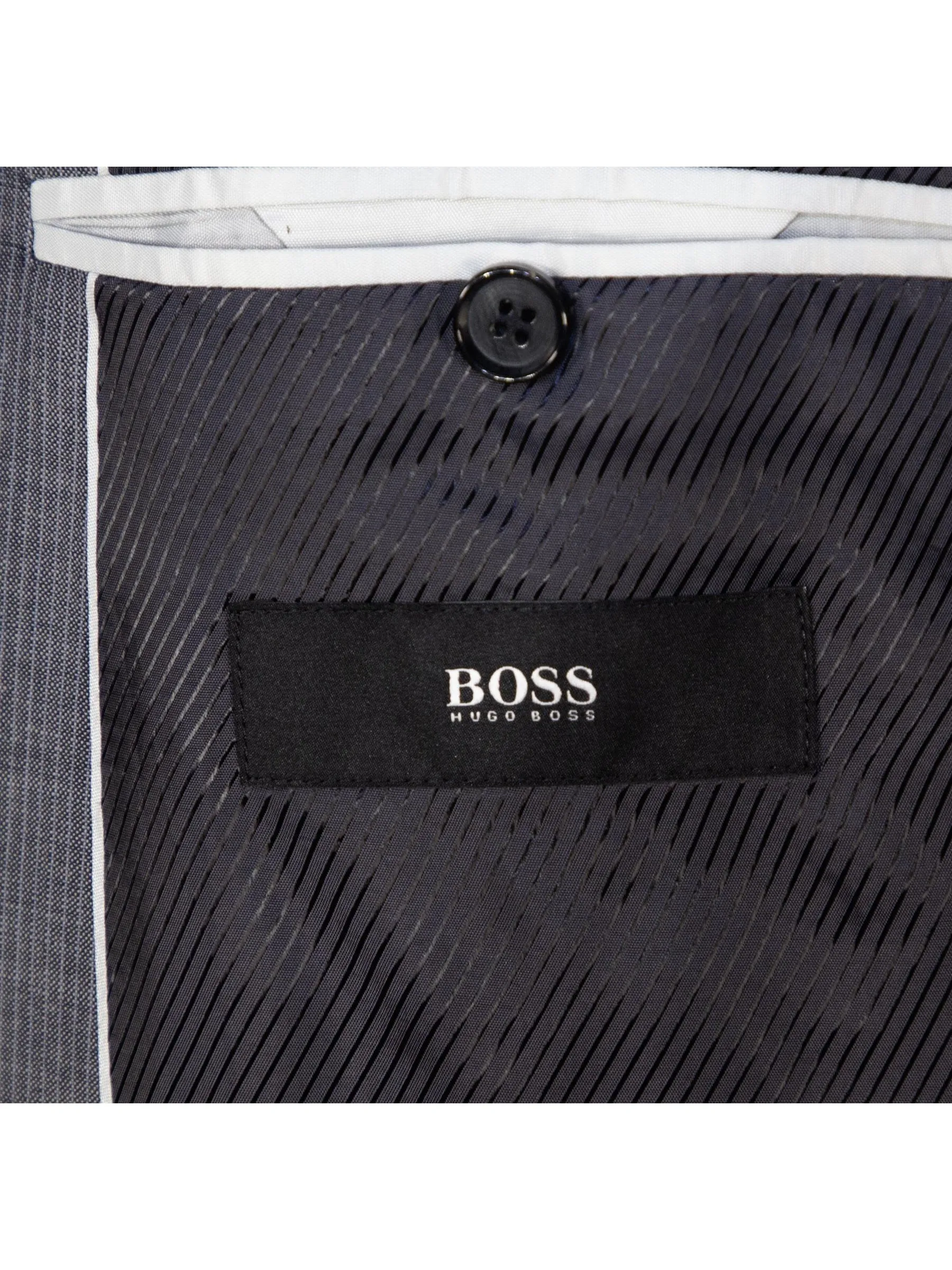 Hugo Boss Mens Gray Striped 100% Wool Slim Fit 2 Piece Suit