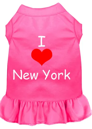 I Heart New York Screen Print Dress Bright Pink Med