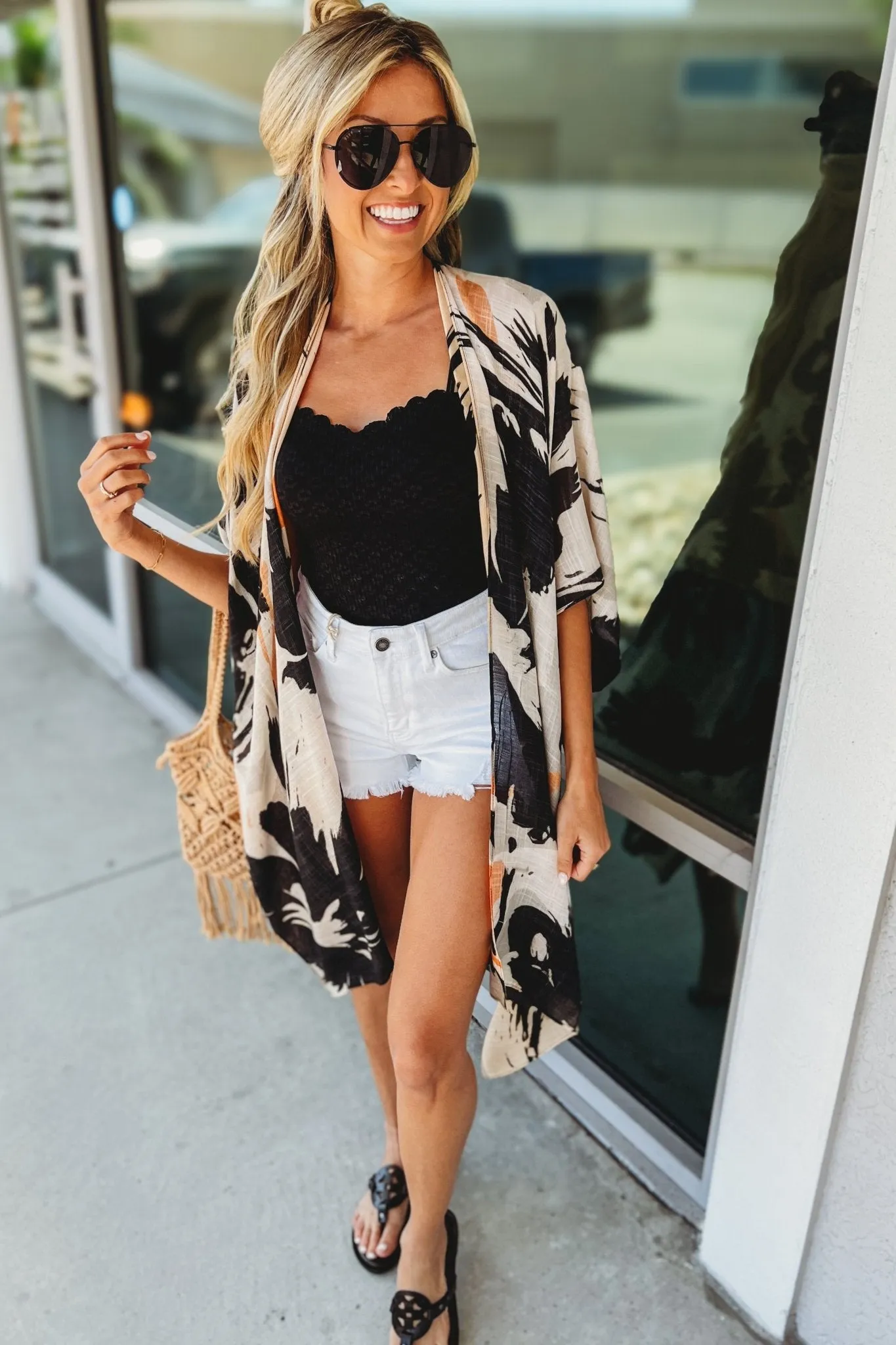 KANCAN Stella White Distressed Shorts