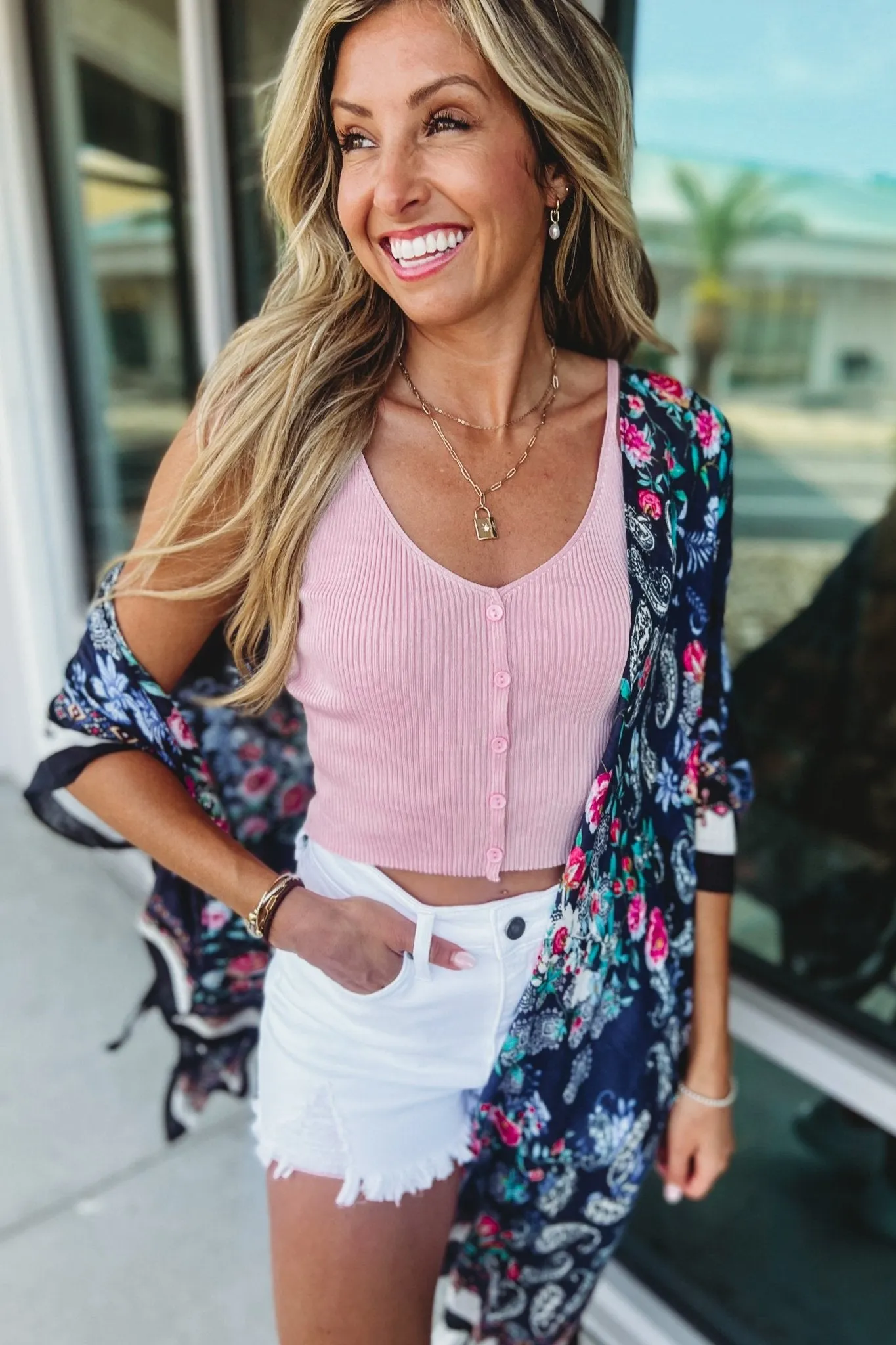 KANCAN Stella White Distressed Shorts