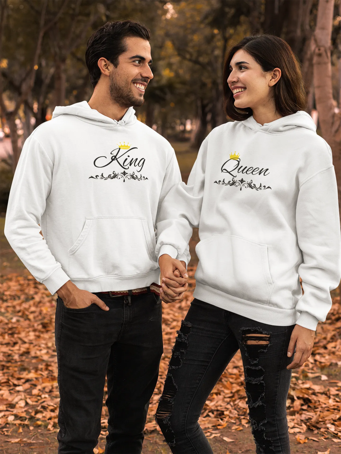 King and Queen Hoodies - Hand-Written Typography
