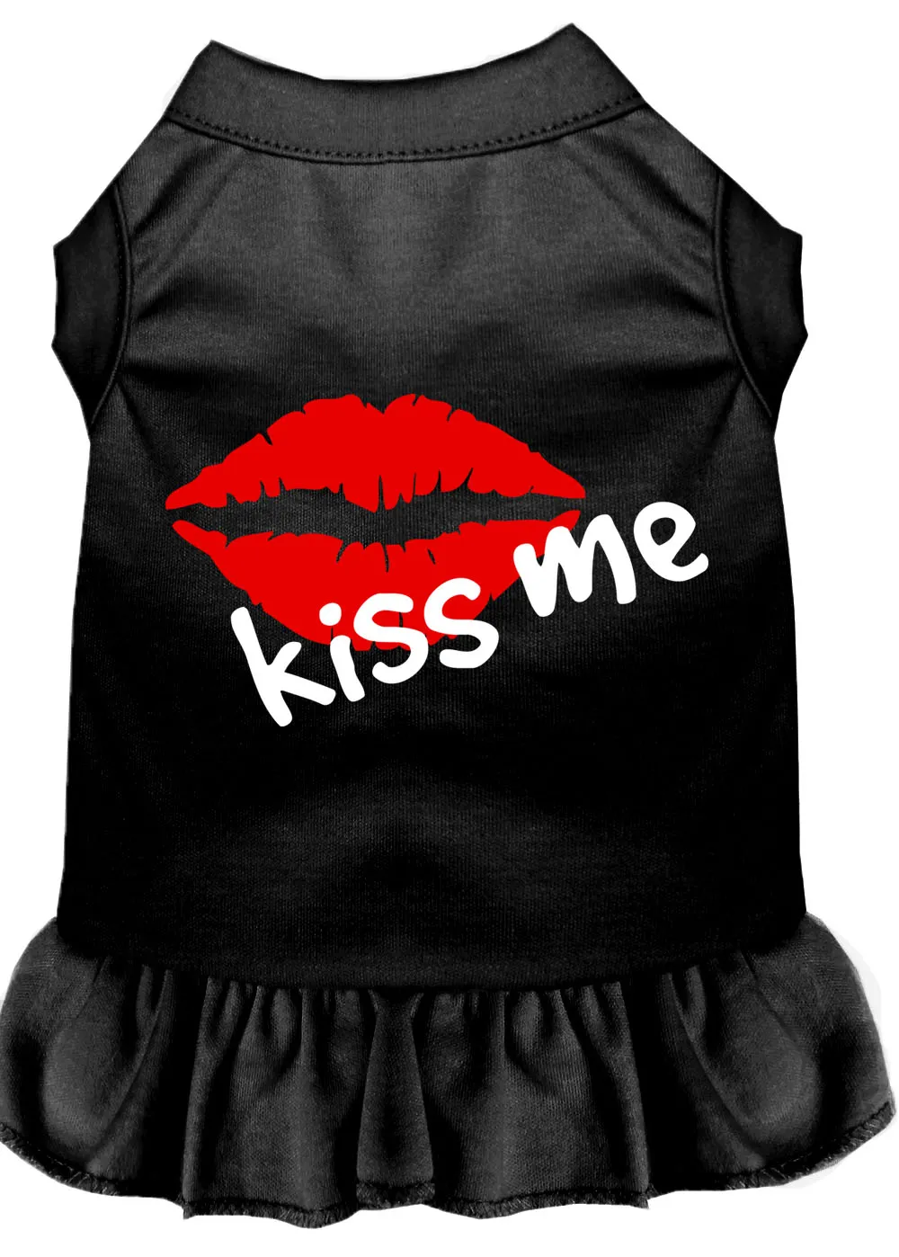 Kiss Me Screen Print Dress Black Xs