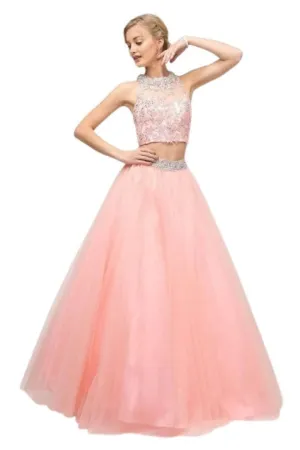 Lace Beaded Top Two-Piece Dress 2025 Elegant Formal Gown