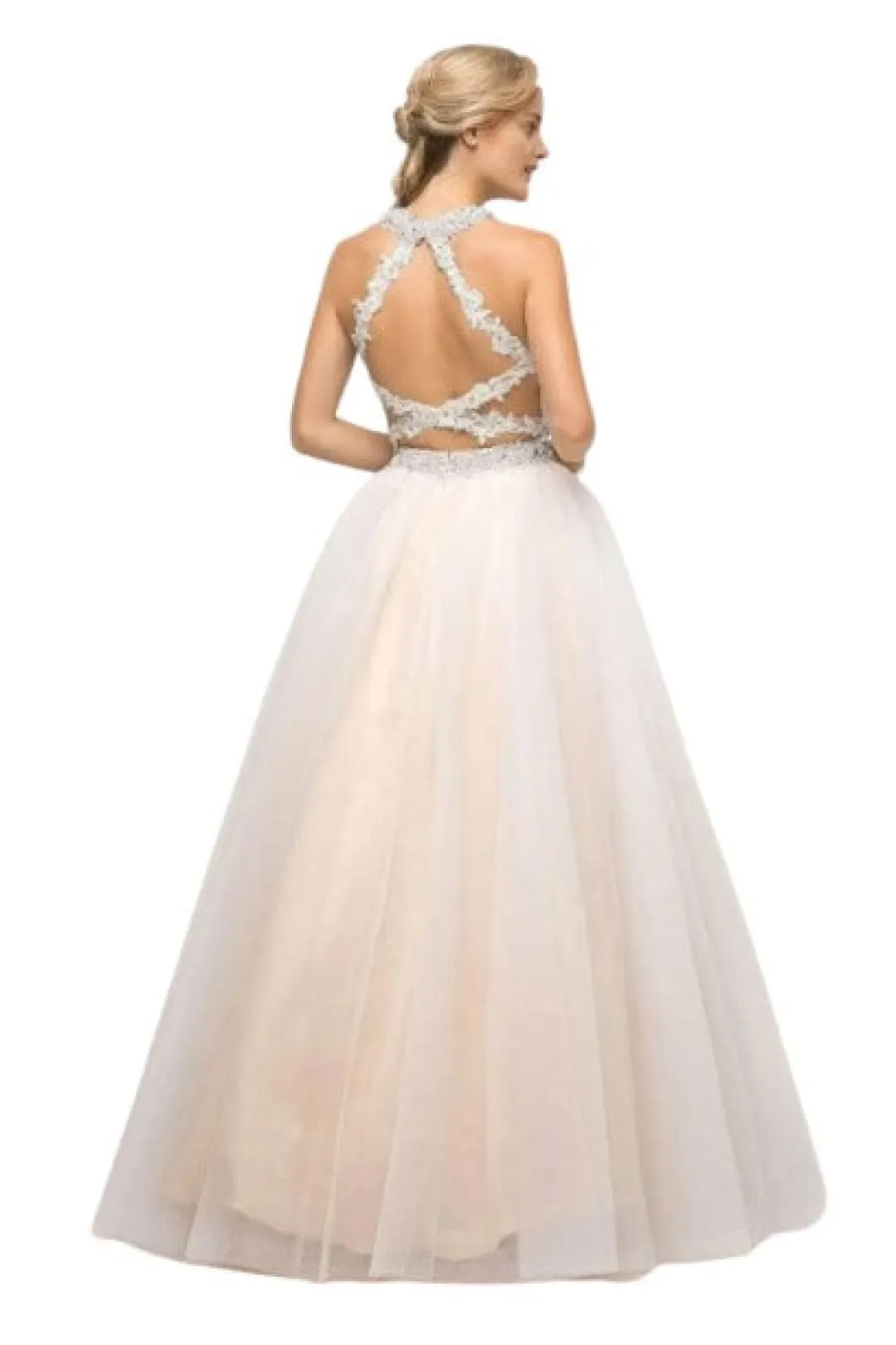 Lace Beaded Top Two-Piece Dress 2025 Elegant Formal Gown
