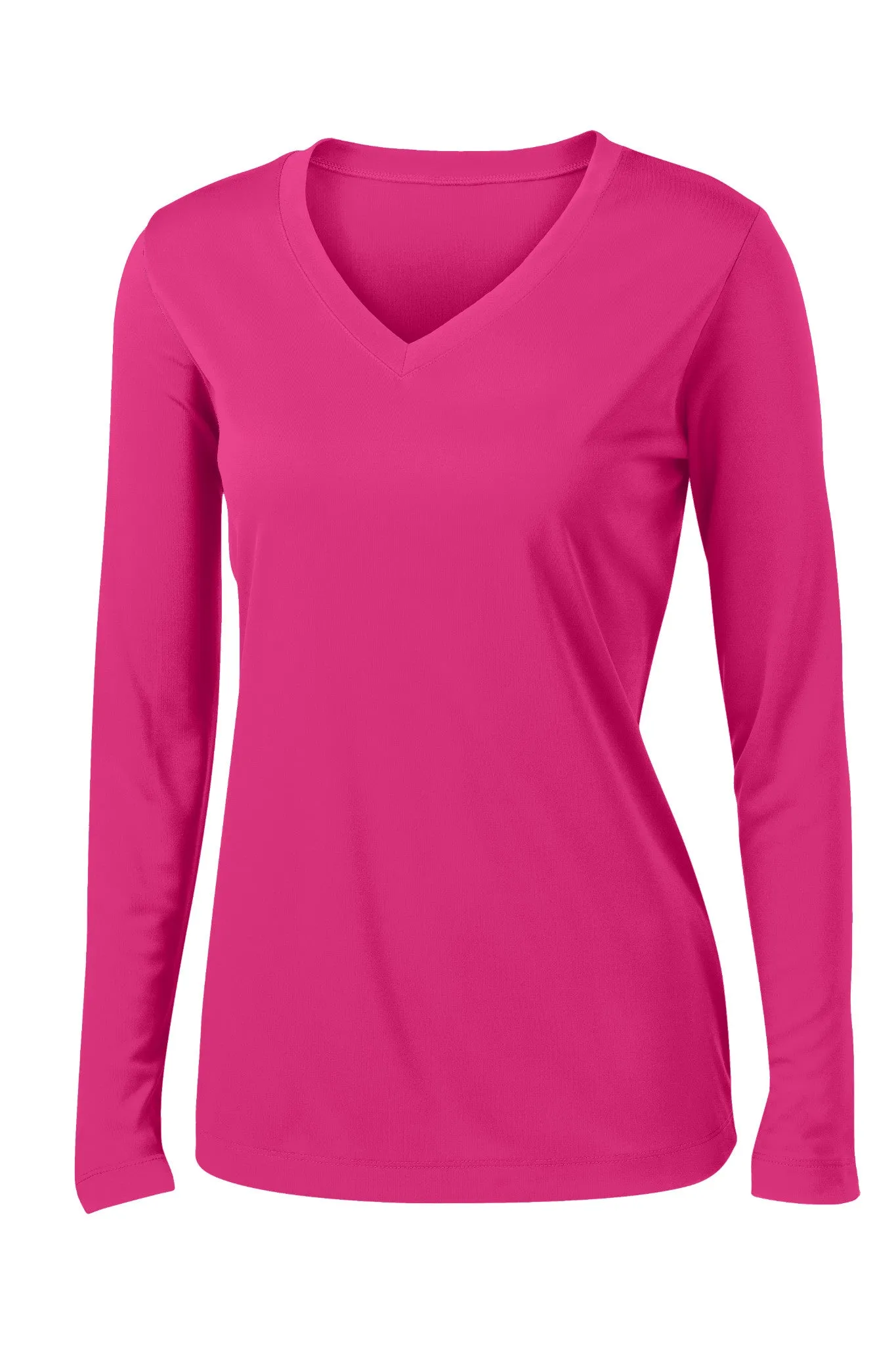 Ladies V-Neck Moisture Wicking Sport-Tek® Long Sleeve Competitor Sizes 2XL-4XL - LST353LS