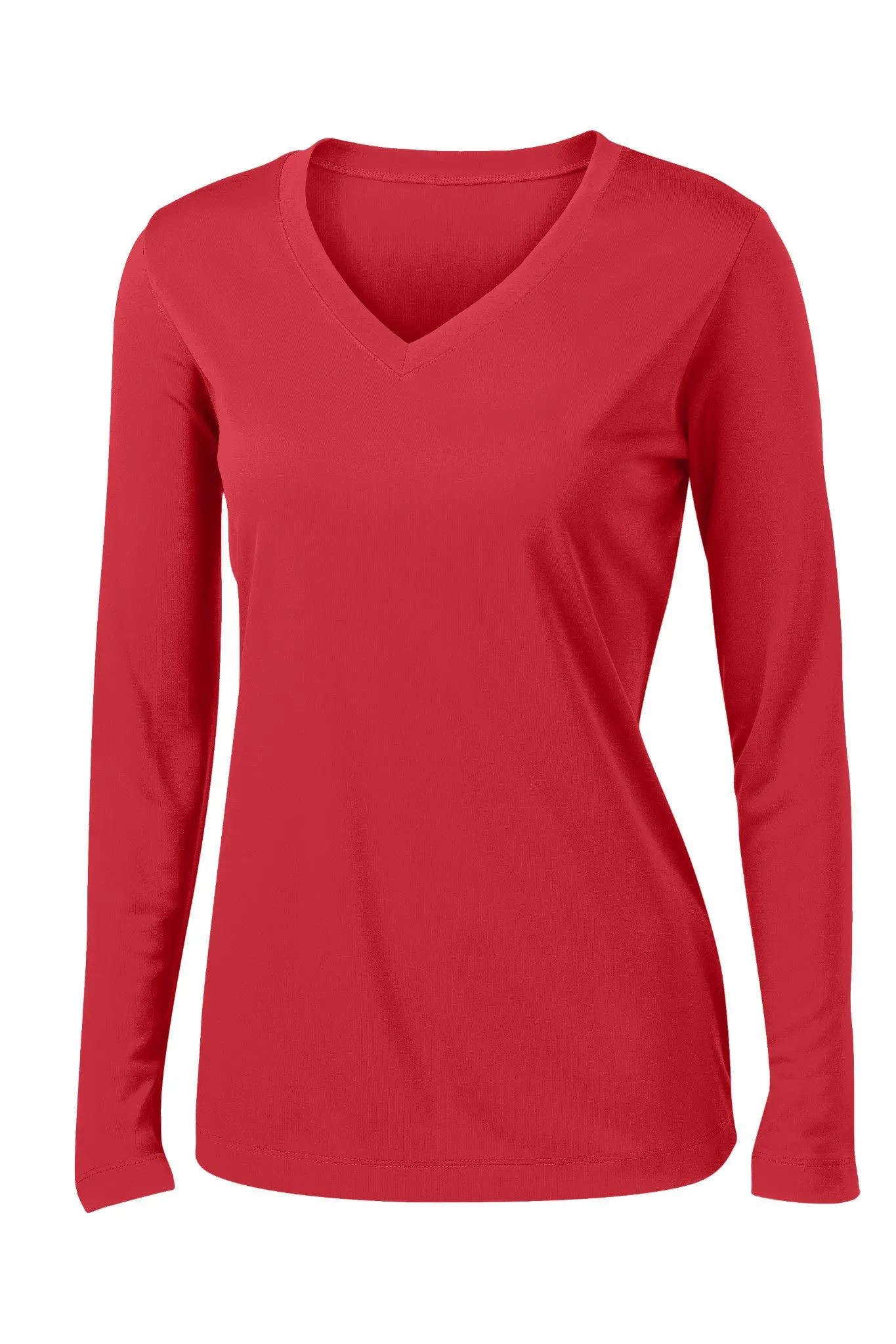 Ladies V-Neck Moisture Wicking Sport-Tek® Long Sleeve Competitor Sizes 2XL-4XL - LST353LS