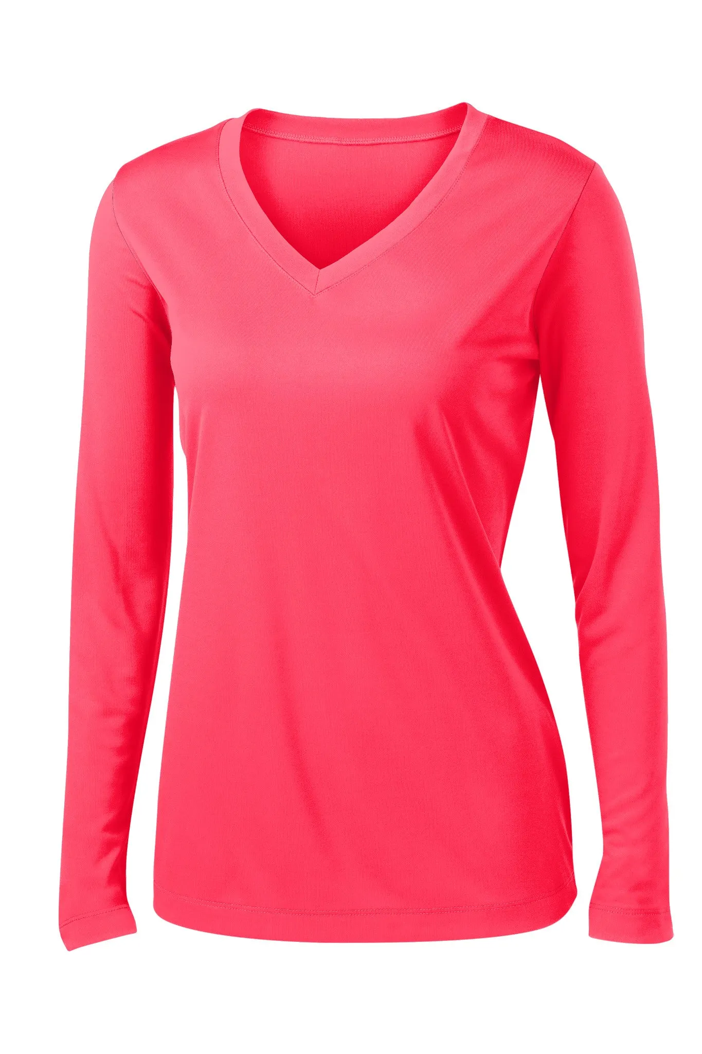 Ladies V-Neck Moisture Wicking Sport-Tek® Long Sleeve Competitor Sizes 2XL-4XL - LST353LS