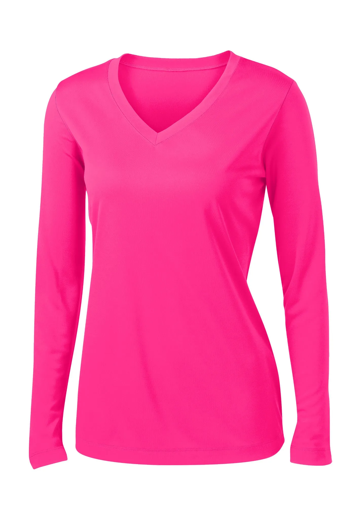 Ladies V-Neck Moisture Wicking Sport-Tek® Long Sleeve Competitor Sizes 2XL-4XL - LST353LS
