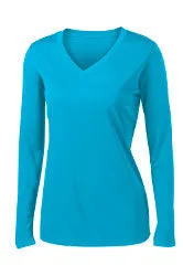 Ladies V-Neck Moisture Wicking Sport-Tek® Long Sleeve Competitor Sizes 2XL-4XL - LST353LS
