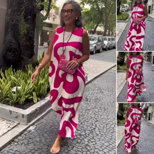 Last Day Special Sale 49% OFFRound Neck Printed Sleeveless Casual Fashion Dresses