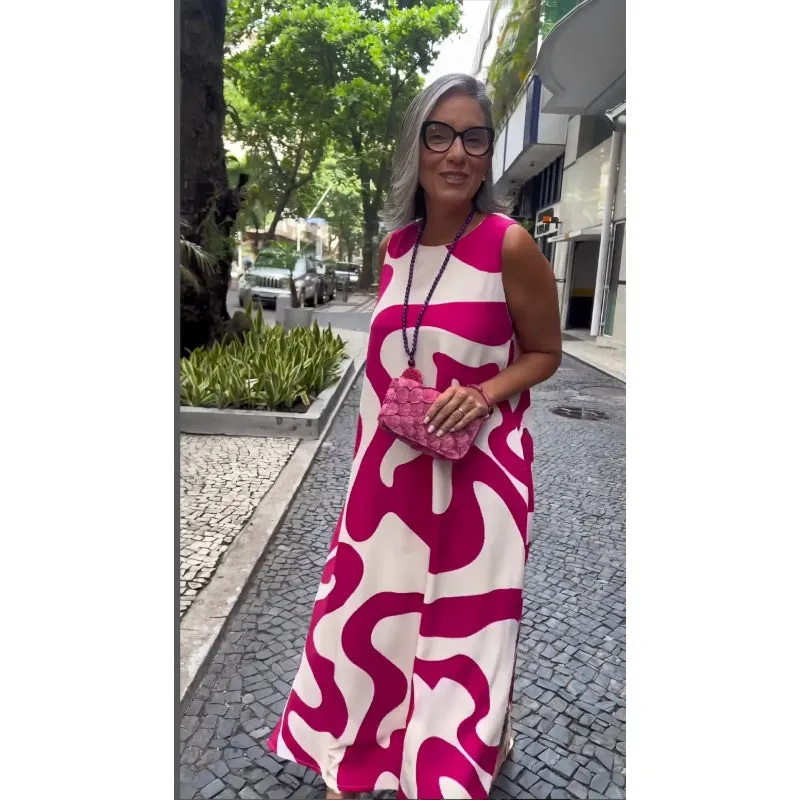 Last Day Special Sale 49% OFFRound Neck Printed Sleeveless Casual Fashion Dresses